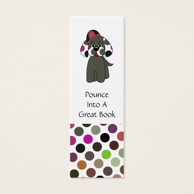 Cute Polka Dot Puppy Dog Bookmark (Front)
