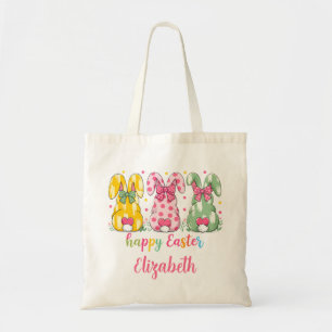 Cute Polka Dot Rabbits First Easter Personalized  Tote Bag