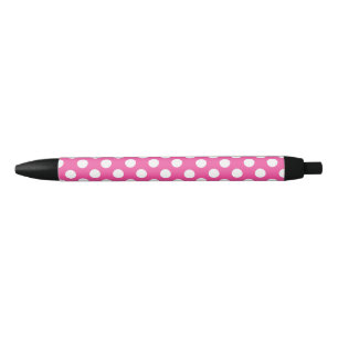 Cute Polka Dot Seamless Pattern on Pink Black Ink Pen