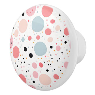 Cute polka dot spotty pattern white ceramic knob