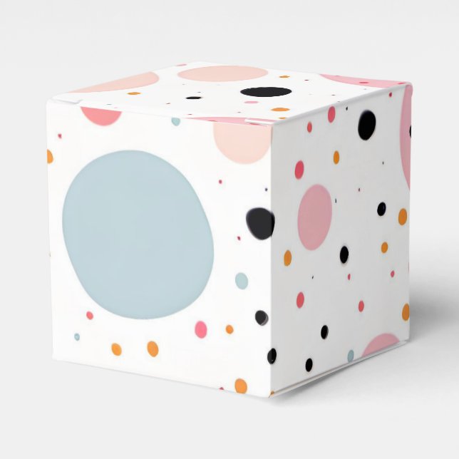 Cute polka dot spotty pattern white favor box (Front Side)