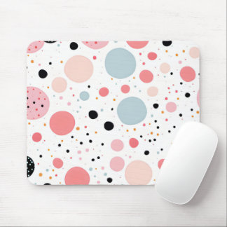 Cute polka dot spotty pattern white mouse pad