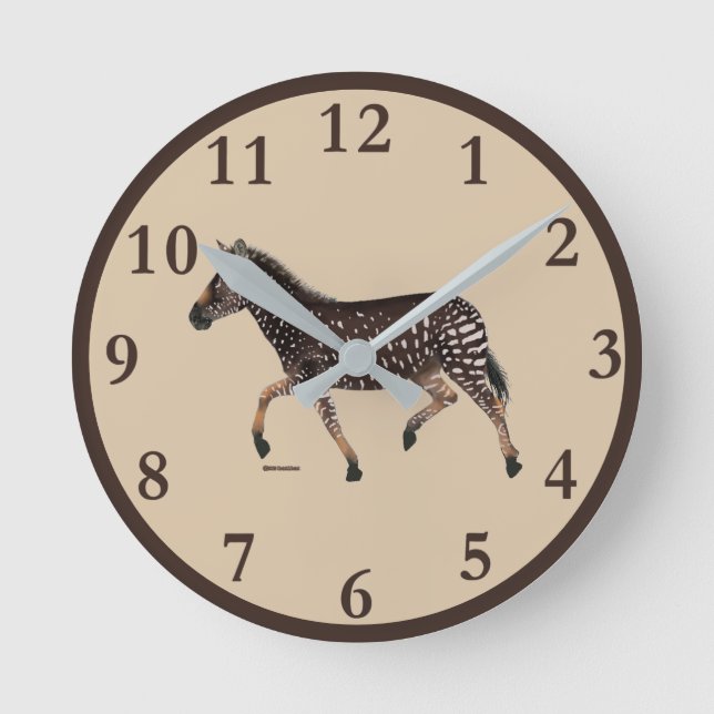 Cute Polka Dot Zebra Round Clock (Front)