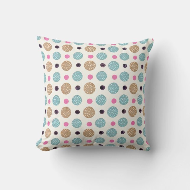 Cute Polka Dots Pattern Throw Pillow (Front)