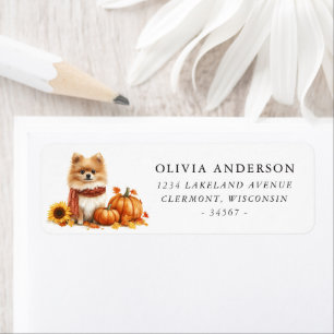 Cute Pomeranian Autumn Return Address
