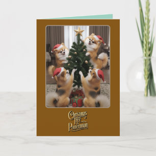 Cute Pomeranian Christmas Tree Card