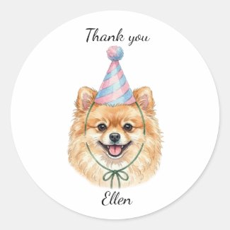 Cute Pomeranian Custom Birthday Party Favor