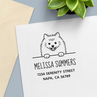 Cute Pomeranian Dog Custom Address Self-inking Stamp