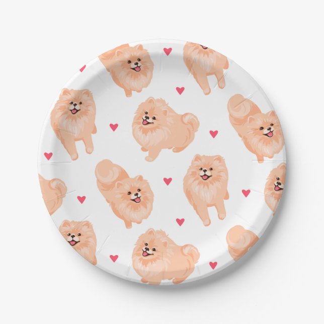 Cute Pomeranian Dog Party Paper Plate (Front)
