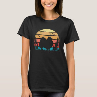 Cute Pomeranian Dog Puppy Retro Sunset T-Shirt