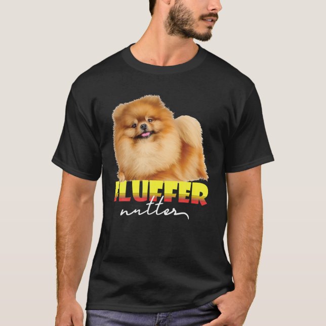 Cute Pomeranian Fluffernutter Fluffy Dog Lover Gra T-Shirt (Front)