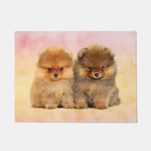 Cute Pomeranian German Spitz Puppies Doormat