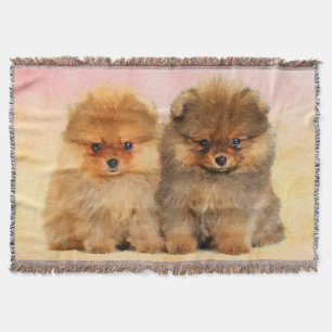 Cute Pomeranian German Spitz Puppies Throw Blanket