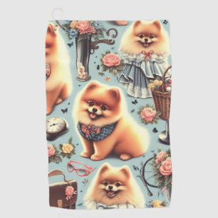 Cute Pomeranian Illustration Golf Towel