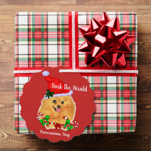 Cute Pomeranian Santa Christmas Ornament Card