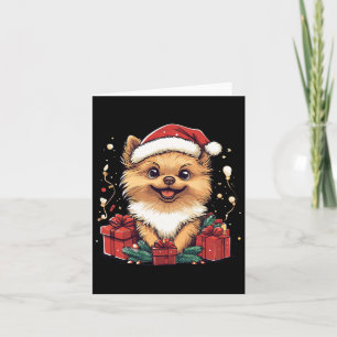 Cute Pomeranian Santa Hat Funny Christmas Pom Xmas Card