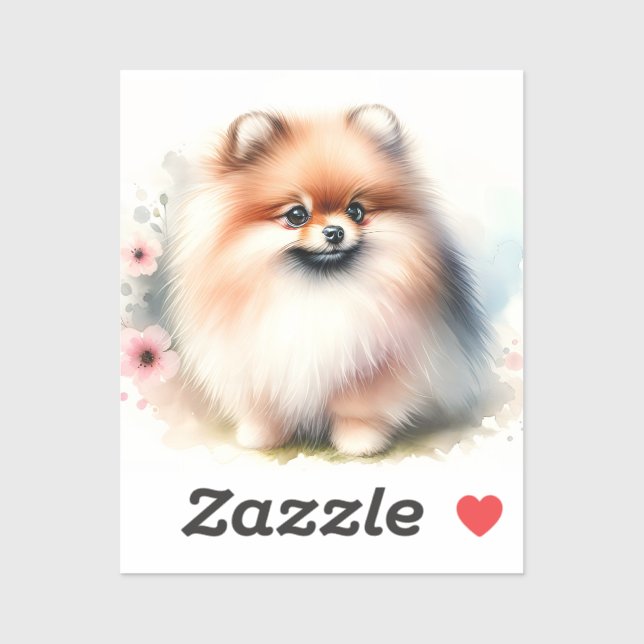 Cute Pomeranian watercolor illustration (Sheet)