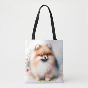 Cute Pomeranian watercolor illustration Tote Bag