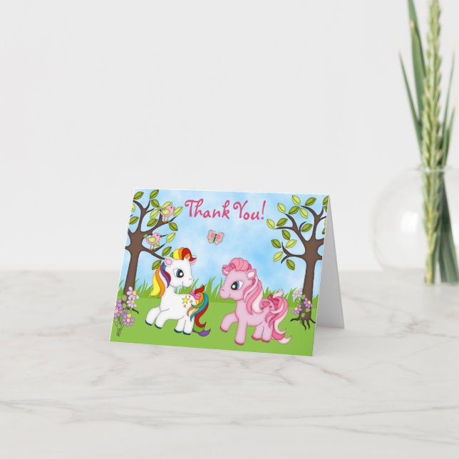 Cute Ponies Horse Thank You Cards (Front)