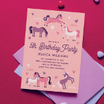 Cute Ponies Invitation<br><div class="desc">Cute pink,  purple and white horses are created into a pattern to make the perfect equestrian birthday invitation for a girl and horse lover. Background colour is easy to customize!</div>