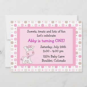 Cute Pony 1er anniversaire Invitation pour les fil