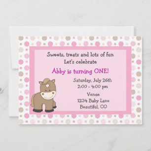 Cute Pony 1er anniversaire Invitation pour les fil