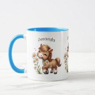 Cute Pony Eating Daisies Mug