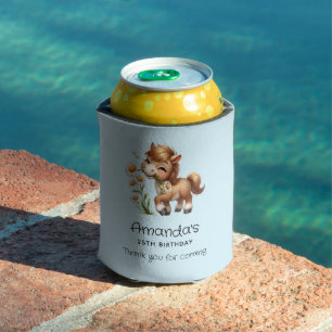 Cute Pony Eating Daisies Party Can Cooler