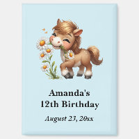 Cute Pony Eating Daisies Party Save the Date