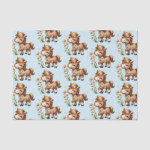 Cute Pony Eating Daisies Pattern Tissue Paper