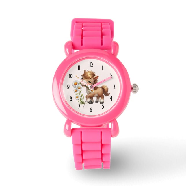 Cute Pony Eating Daisies Watch (Front)