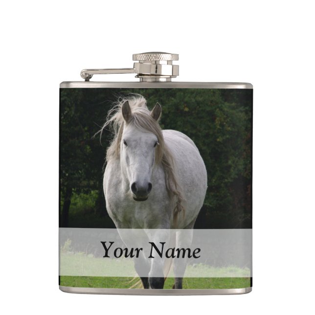 Cute pony photograph hip flask (Front)