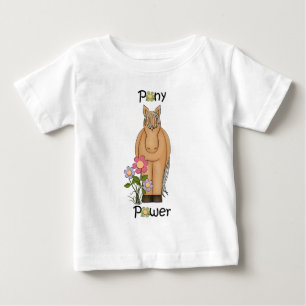 Cute Pony Power Horse and Flowers Baby T-Shirt