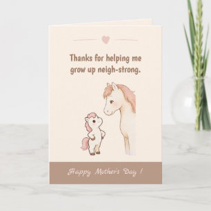 Cute Pony Pun in Neutral Aesthetic Style Grow up Card