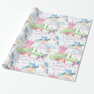 Cute Pony Unicorns Watercolor Paper Pattern