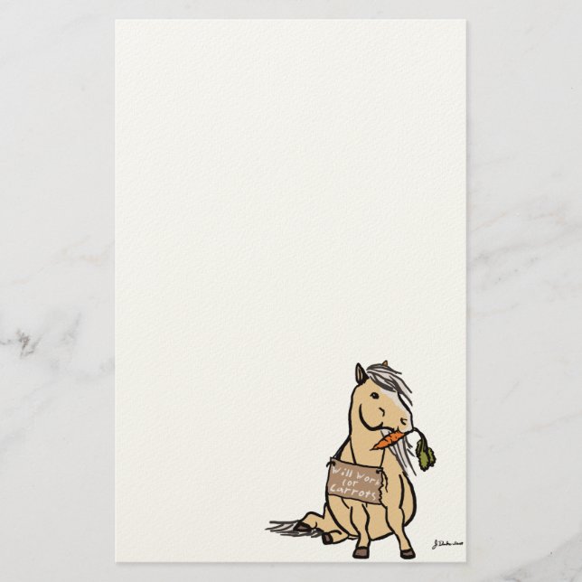 Cute Pony Will Work For Carrots Stationery (Front)