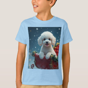Cute pooch in santas sleigh T-Shirt