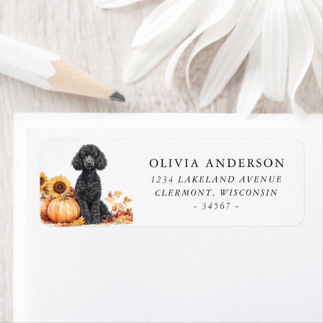 Cute Poodle Autumn Return Address (Insitu)