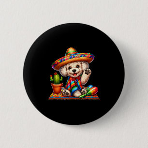 Cute poodle cinco de mayo 2025 dogs lovers sombrer 2 inch round button
