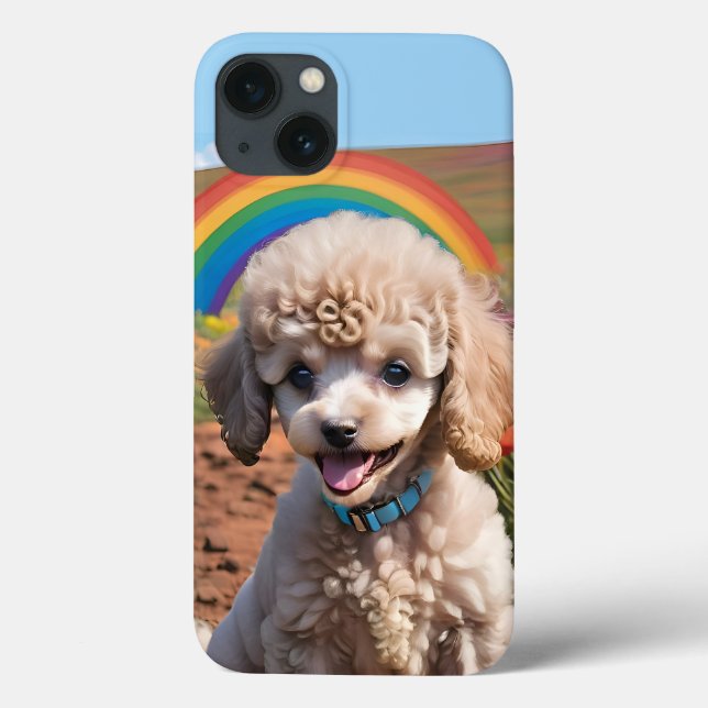 Cute Poodle Colourful flower and rainbow Case-Mate iPhone Case (Back)