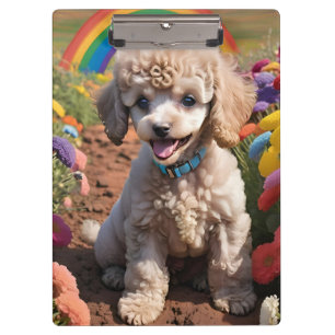 Cute Poodle Colourful flower and rainbow Clipboard