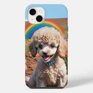 Cute Poodle Colourful flower and rainbow iPhone 14 Plus Case