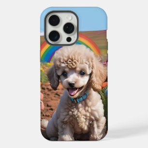 Cute Poodle Colourful flower and rainbow iPhone 15 Pro Max Case