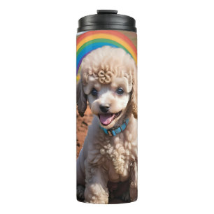 Cute Poodle Colourful flower and rainbow Thermal Tumbler