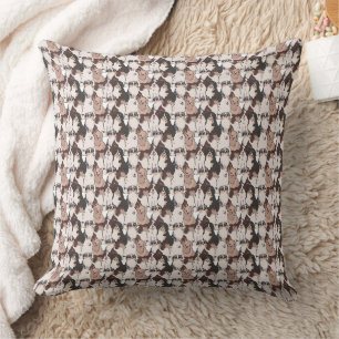 Cute Poodle & Dog Breed Illustration Pattern Throw Pillow