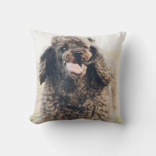 Cute Poodle Dog Face Smile Smiling Throw Pillow