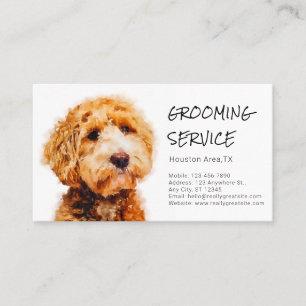 Cute Poodle Dog Grooming Shop (with service menu) Business Card