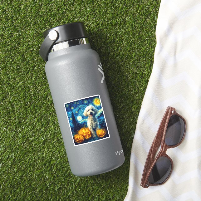 Cute Poodle Dog Halloween Jack O Lantern Pumpkin F (HydroFlask Insitu)