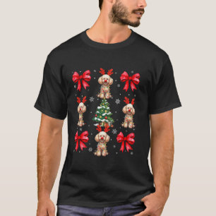 Cute Poodle Dog Lover Coquette Red Bow Christmas P T-Shirt