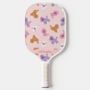 Cute Poodle Dog Lover Custom Name Pickleball Paddle